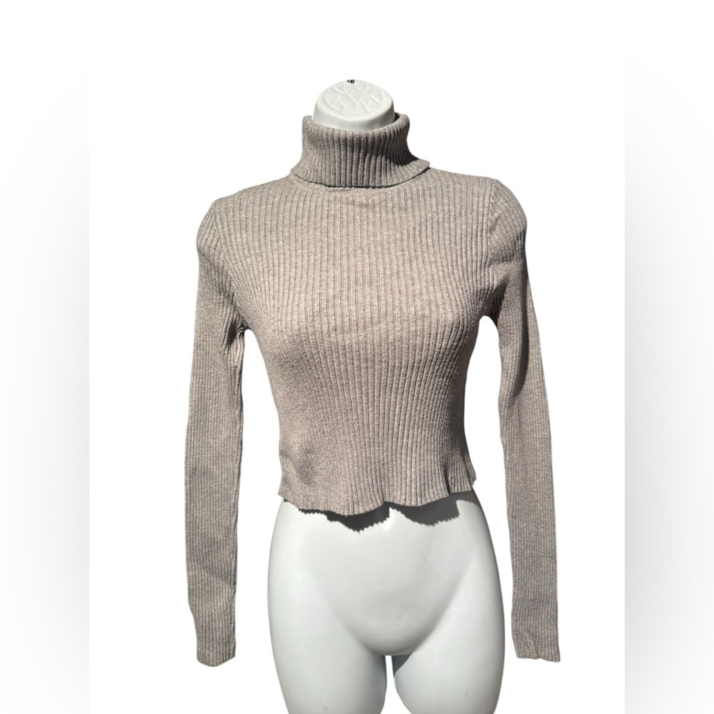 Women's Ribbed Turtleneck Sweater - Gray